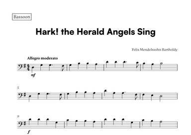 Hark! the Herald Angels Sing (for Bassoon) (arr. Cadenza Editions)