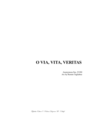 O VIA, VITA, VERITAS - Arr. for Brass Quintet with parts (arr. Renato Tagliabue)