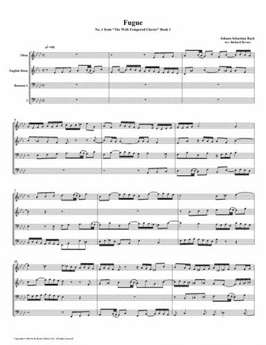 Fugue 01 from Well-Tempered Clavier, Book 1 (Double Reed Quartet) (arr. Richard Byrnes)
