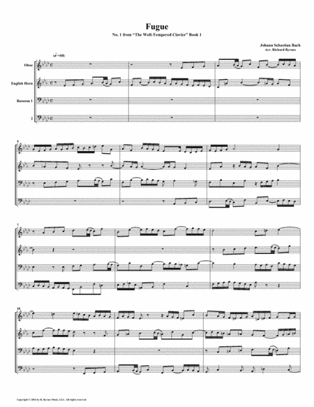 Fugue 01 from Well-Tempered Clavier, Book 1 (Double Reed Quartet) (arr. Richard Byrnes)