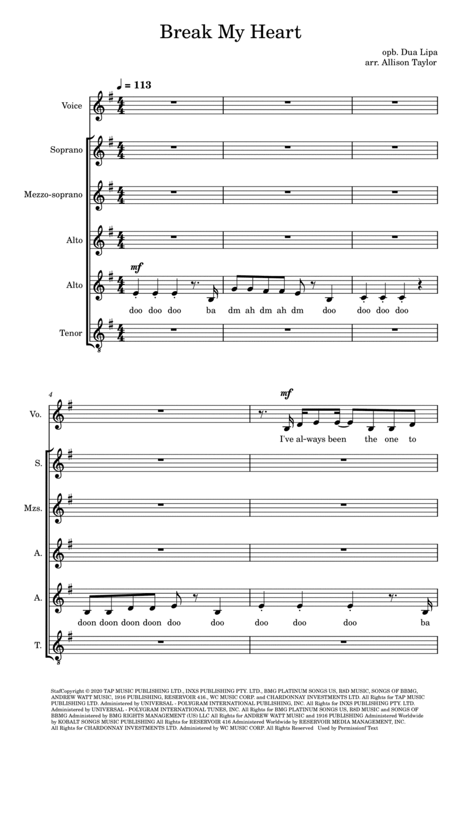 Break My Heart (arr. Allison Taylor)