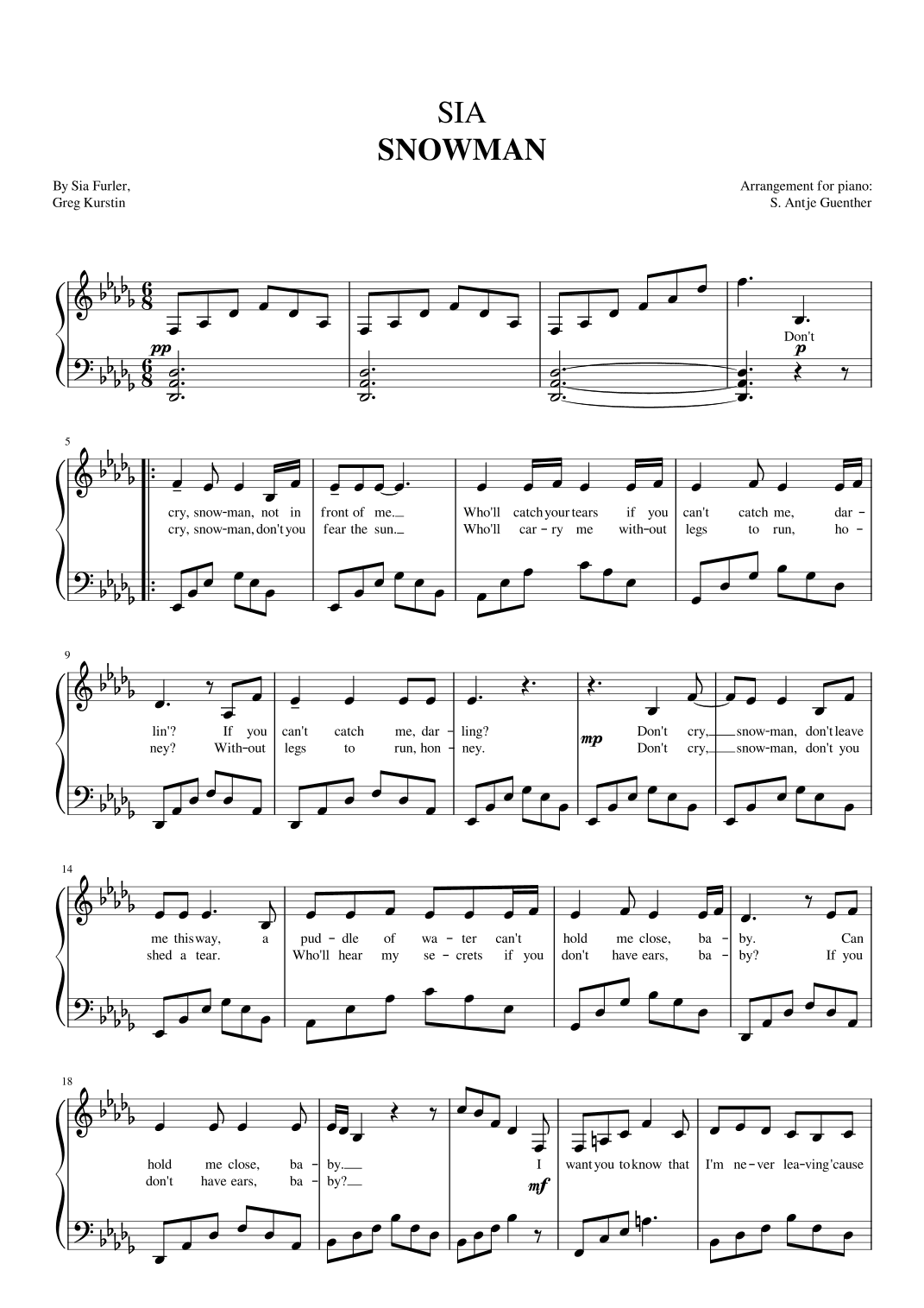 Snowman (arr. Antje Günther)