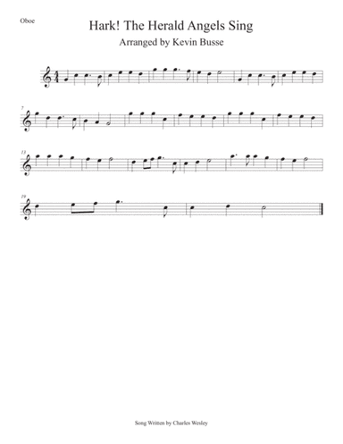Hark! The Herald Angels Sing (Easy key of C) Oboe (arr. Kevin Busse)