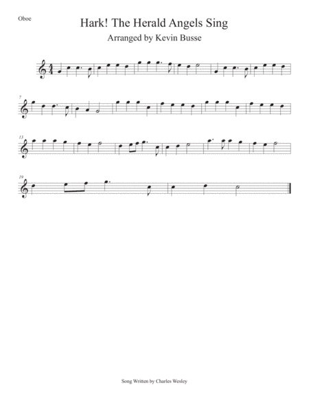 Hark! The Herald Angels Sing (Easy key of C) Oboe (arr. Kevin Busse)