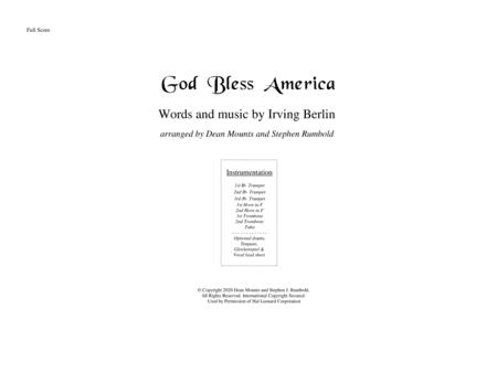 God Bless America (arr. Dean Mounts and Stephen Rumbold)