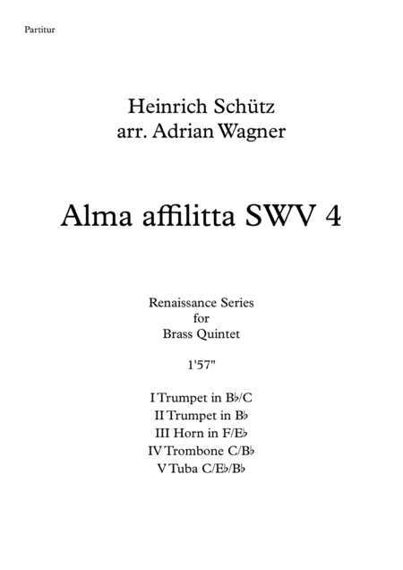 Alma affilitta SWV 4 (Heinrich Schütz) Brass Quintet arr. Adrian Wagner (arr. Adrian Wagner)