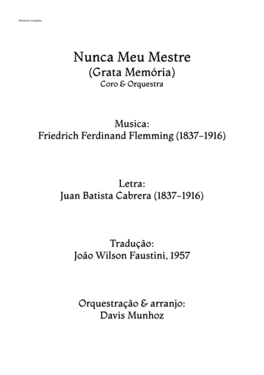 Nunca meu Mestre (Grata Memoria) (arr. Davis Munhoz)