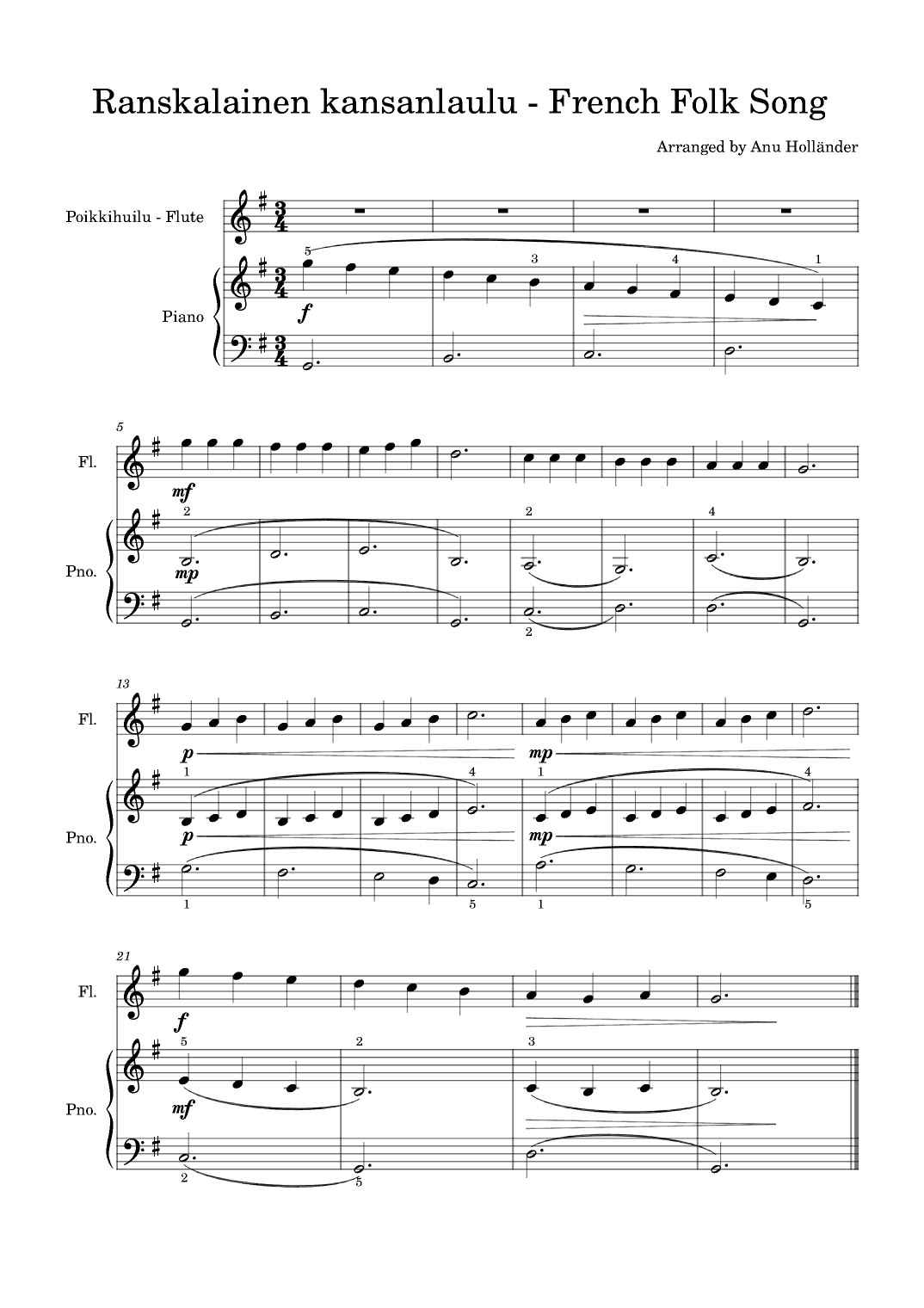 Soittosalkku: Ranskalainen kansanlaulu - French Folk Song (arr. Anu Holländer)