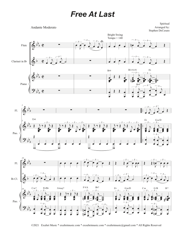 Free At Last (Duet for Flute and Bb-Clarinet) (arr. Stephen DeCesare)