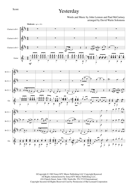 Yesterday (arr. David Warin Solomons)