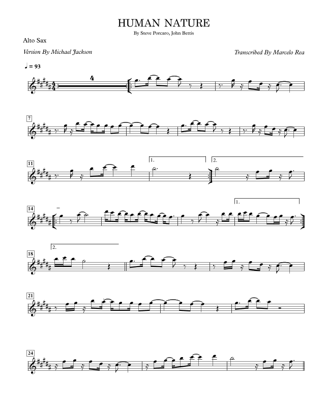 Human Nature (arr. Transcribed By Marcelo Rea)