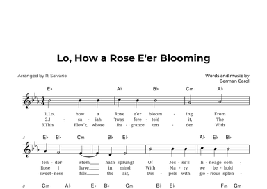 Lo, How a Rose E'er Blooming (Key of E-Flat Major) (arr. R. Salvario)