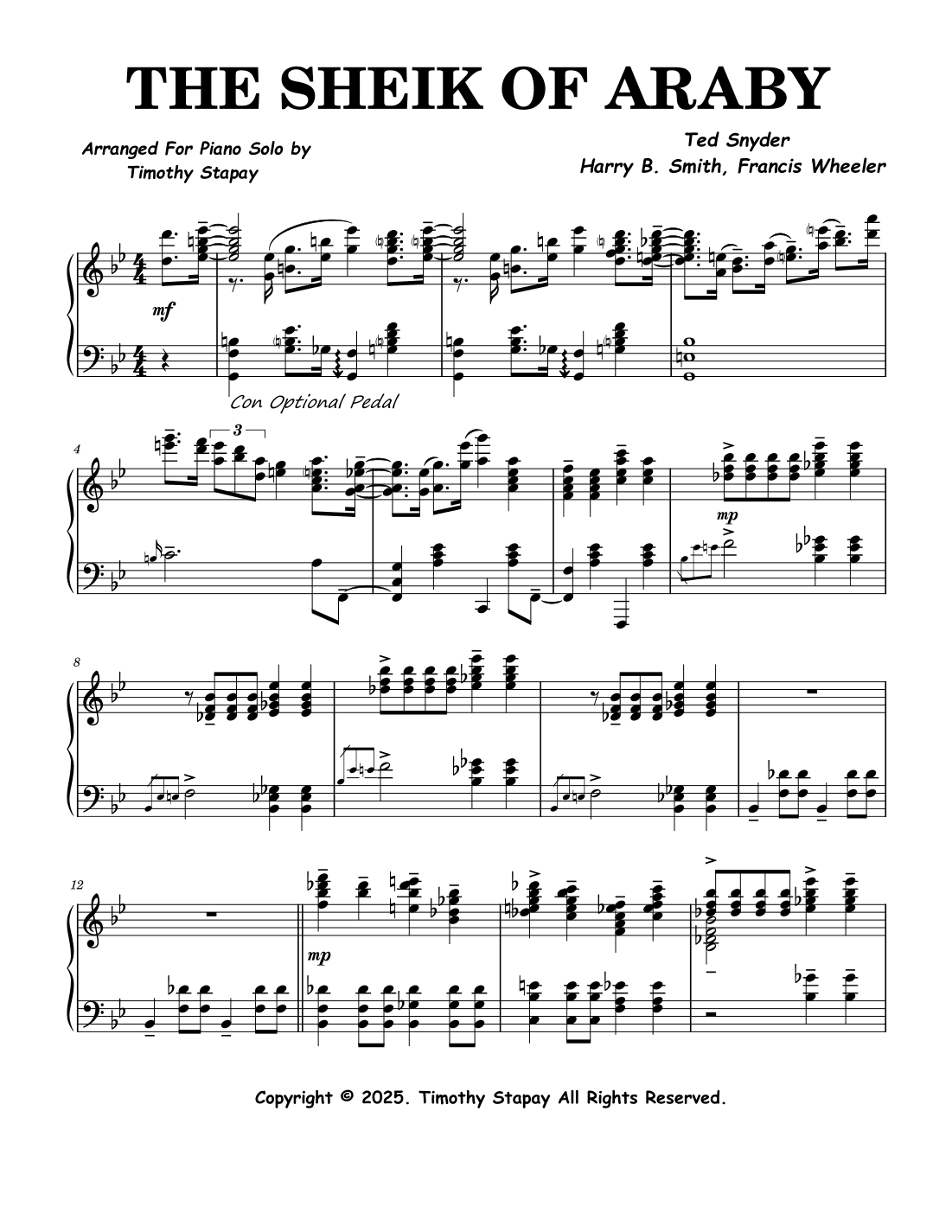The Sheik Of Araby (arr. Timothy Stapay)