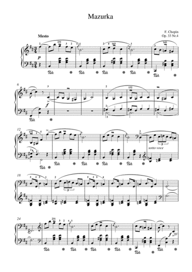 Chopin - Mazurka Op. 33 No.4 for piano solo (arr. MPS)