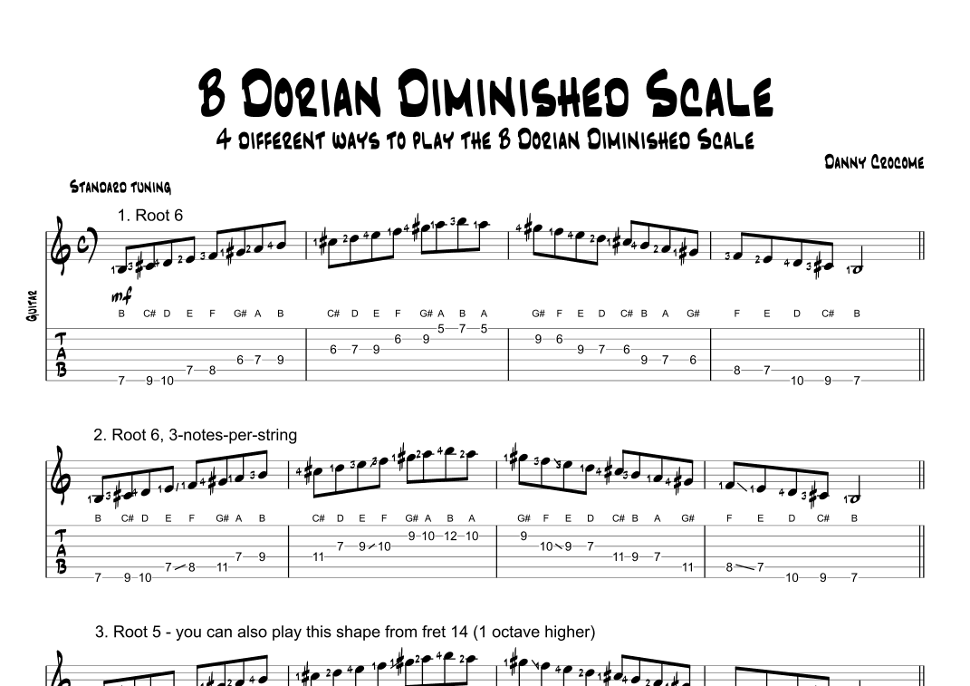 B Dorian Diminished Scale (4 Ways to Play)