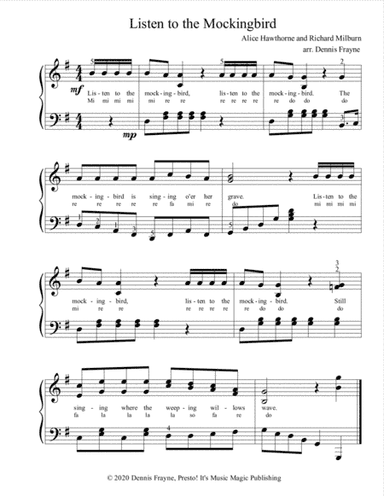 Listen to the Mockingbird (Mocking Bird) (arr. Dennis Frayne)