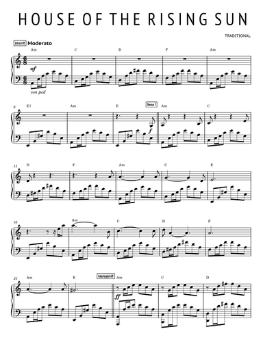 House of the Rising Sun (Westworld Version) (arr. AJ Tan)