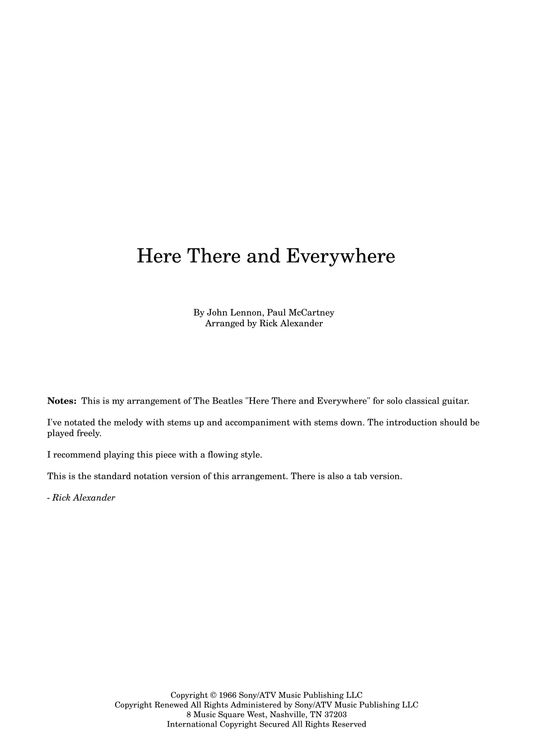 Here, There And Everywhere (arr. Rick Alexander)