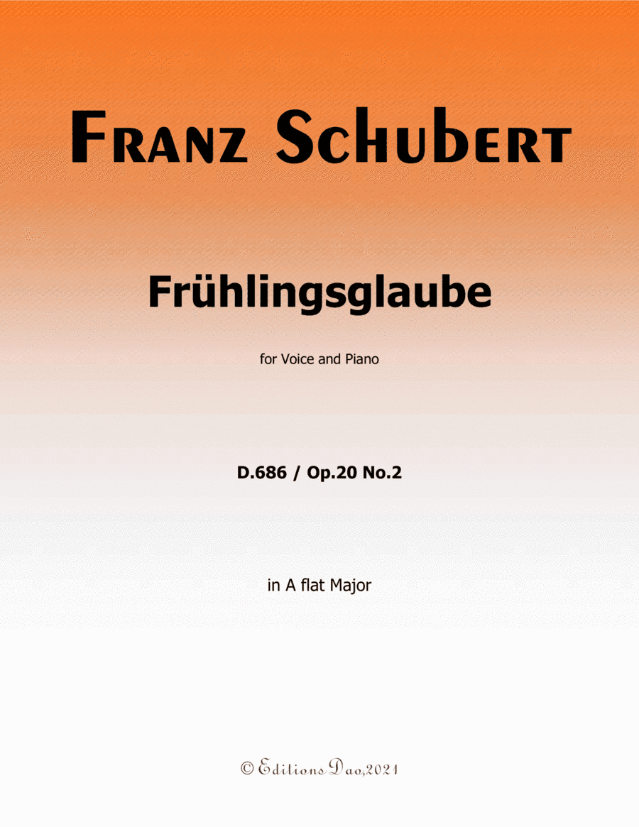 Frühlingsglaube,by Schubert,in A flat Major (arr. Editions Dao)
