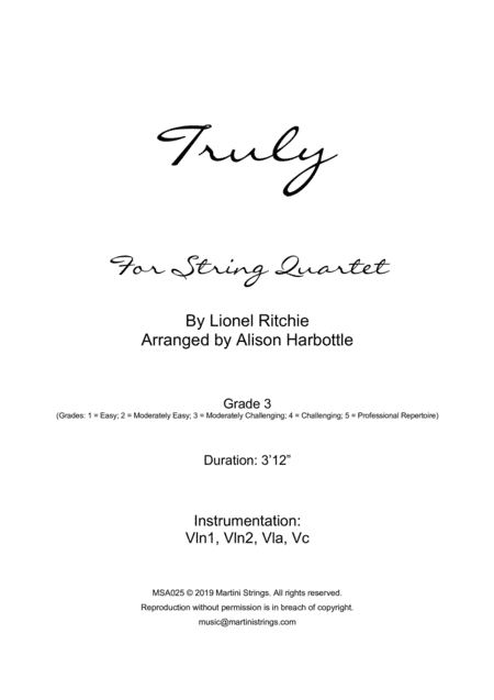 Truly (arr. Alison Harbottle)