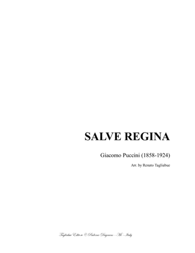 SALVE REGINA - Puccini - For Soprano/Tenor and Organ (arr. Renato Tagliabue)