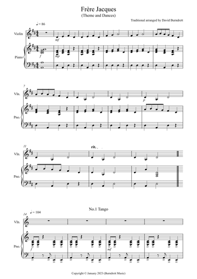Frère Jacques Dances for Violin and Piano (arr. David Burndrett)