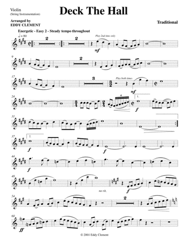 Deck The Hall - String Instrumental Pack (arr. EDDY CLEMENT)