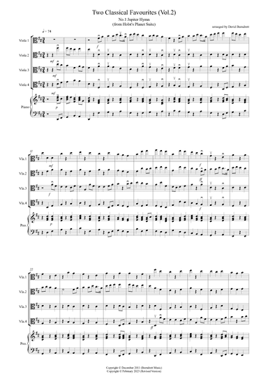 2 Classical Favourites for Viola Quartet (volume two) (arr. David Burndrett)