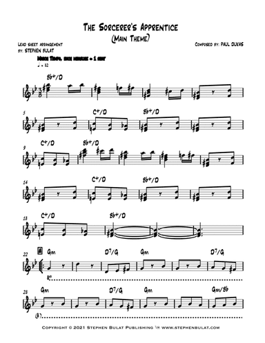 The Sorcerer's Apprentice (from Walt Disney's Fantasia) - Lead sheet (key of Gm) (arr. Stephen Bulat)