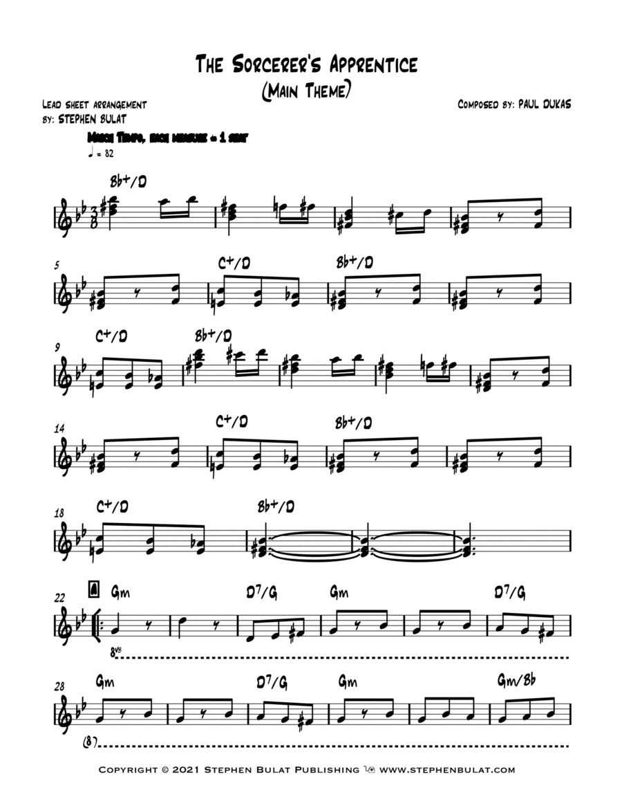 The Sorcerer's Apprentice (from Walt Disney's Fantasia) - Lead sheet (key of Gm) (arr. Stephen Bulat)