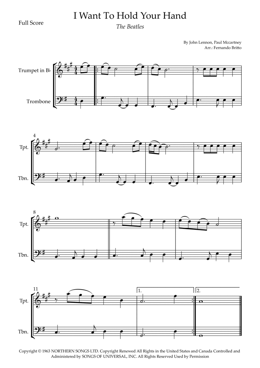 I Want To Hold Your Hand (arr. Fernando Britto)
