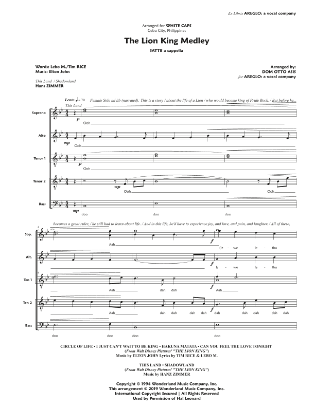 Circle Of Life (reprise) (arr. Dom Otto Asís)