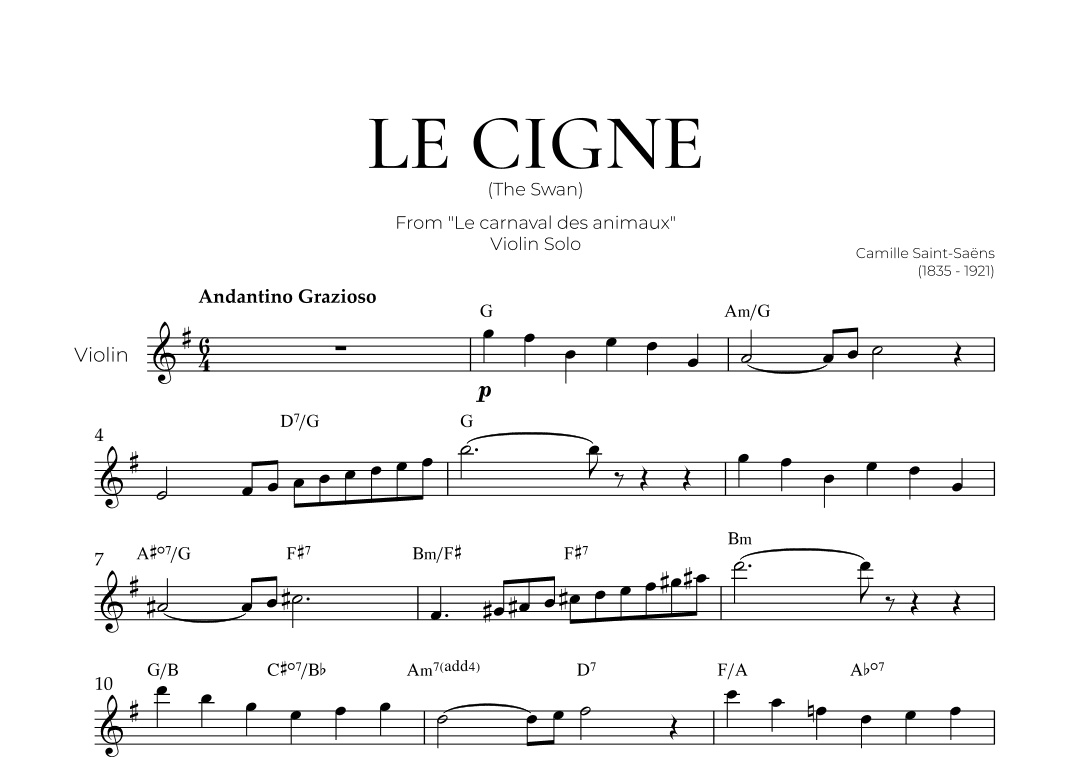 The Swan (Violin Solo) - Saint Saens (arr. Pedro Merendi)