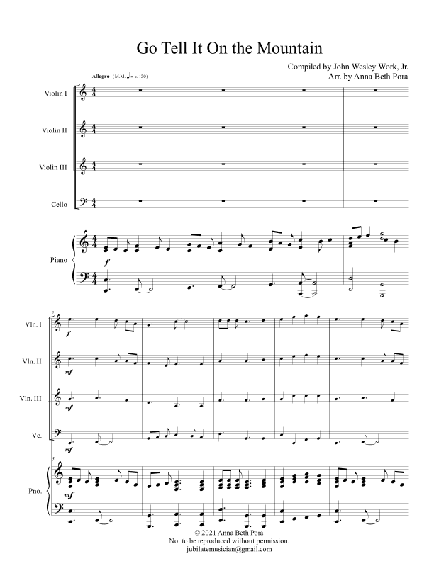 Go Tell It On The Mountain (arr. Anna Beth Pora)