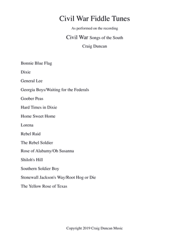 Civil War Fiddle Tunes - Songs of the South (arr. Craig Duncan)