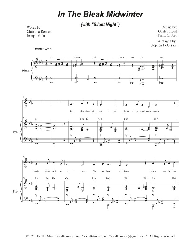 In The Bleak Midwinter (with "Silent Night") (Unison choir) (arr. Stephen DeCesare)