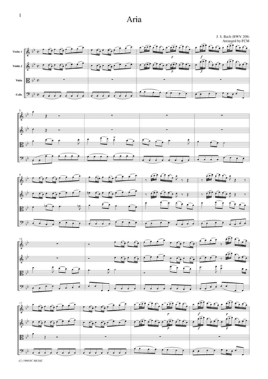 J.S.Bach  Aria "Sheep may safely graze" from Hunt Cantata BWV208, for string quartet, CB201 (arr. FCMUSIC)