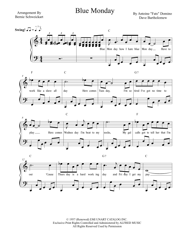 Blue Monday (arr. Bernie Schweickart)