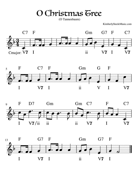 O Christmas Tree Lead Sheet with Figured Bass in F (arr. Kimberly Steele)