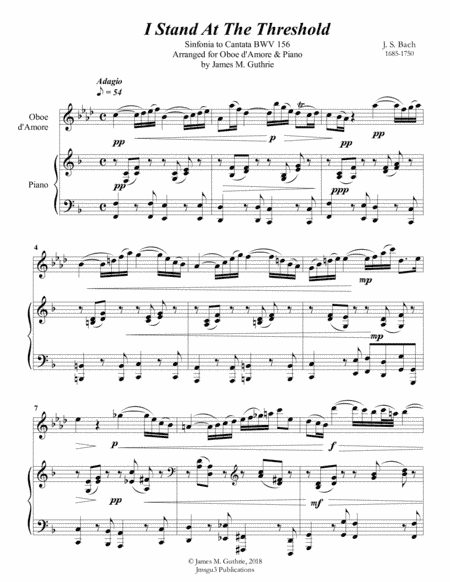 Bach: I Stand At The Threshold for Oboe d'Amore & Piano (arr. James M. Guthrie, ASCAP)