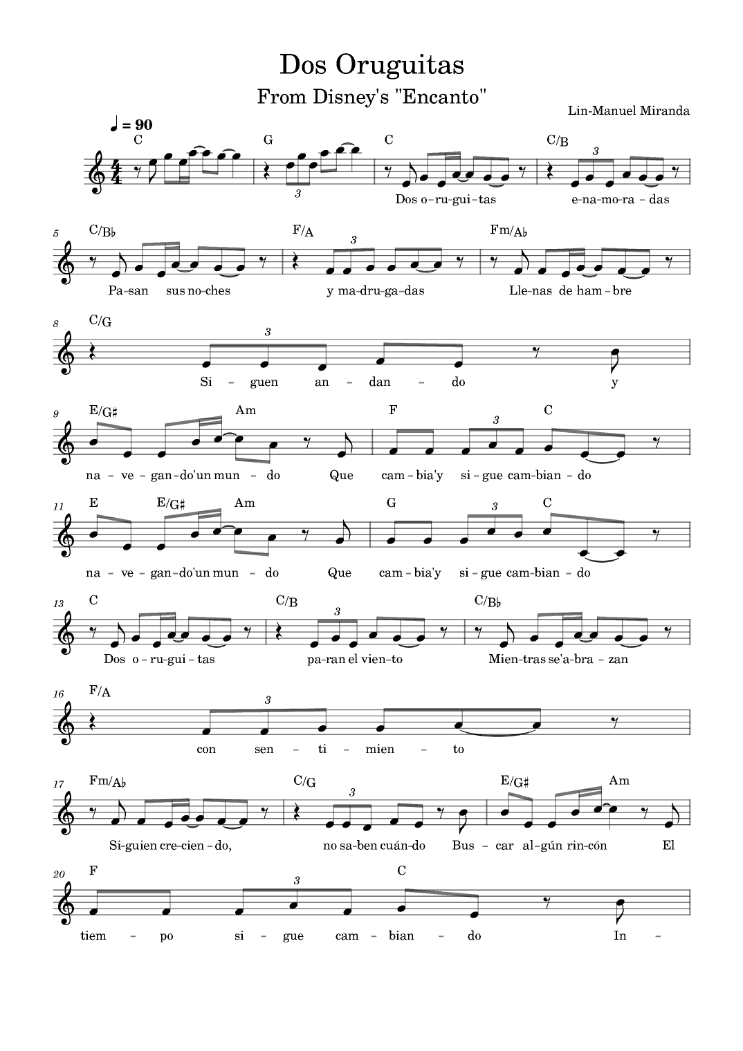 Dos Oruguitas (arr. poon)