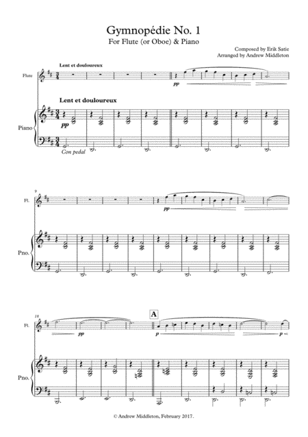 Gymnopedie No. 1 for Flute and Piano (arr. Andrew Middleton)