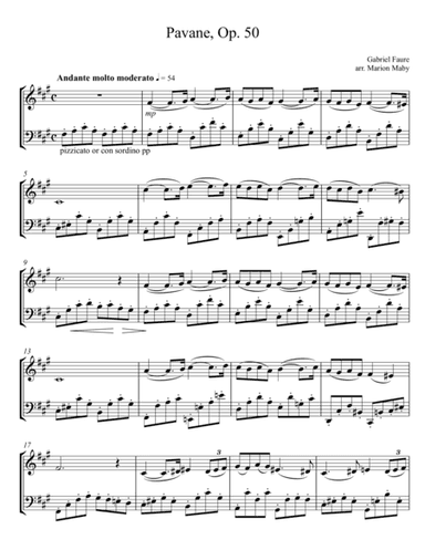 Faure Pavane for Violin & Cello Duet (arr. Marion Maby)