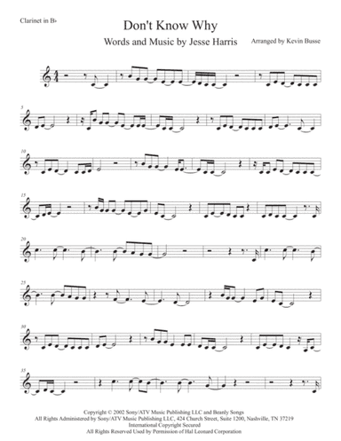 Don't Know Why (arr. Kevin Busse)