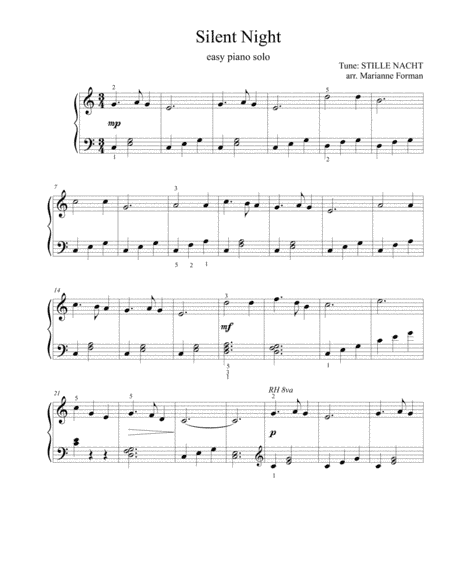 Silent Night (easy piano solo) (arr. Marianne Forman)