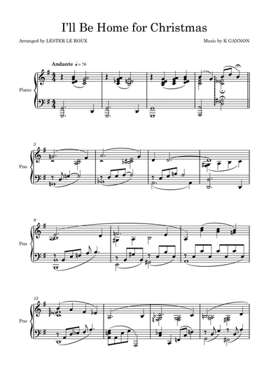 I'll Be Home For Christmas (arr. Lester Le Roux)