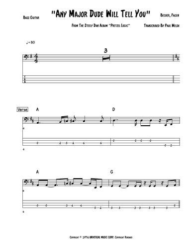 Any Major Dude Will Tell You (arr. Accubass)