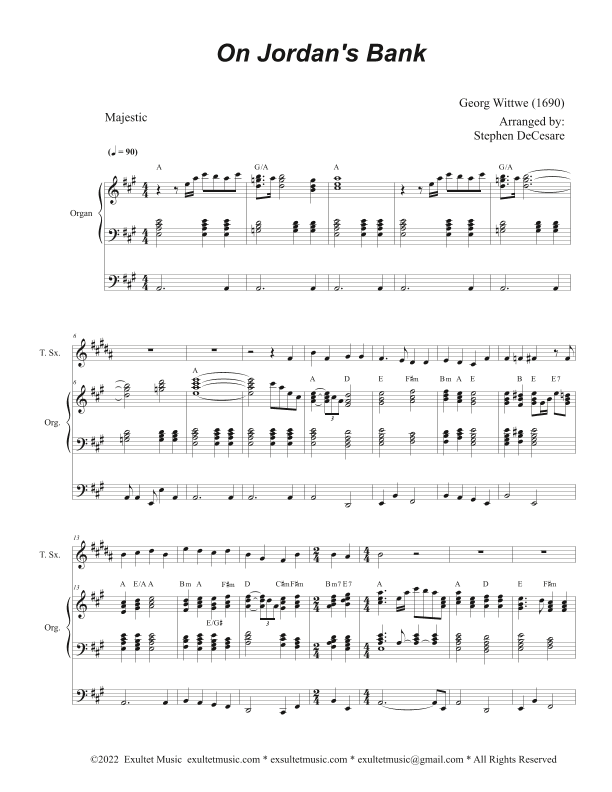 On Jordan's Bank (Tenor Saxophone and Organ) (arr. Stephen DeCesare)