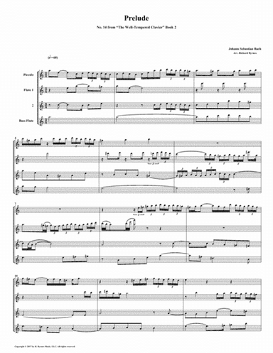 Prelude 14 from Well-Tempered Clavier, Book 2 (Flute Quartet) (arr. Richard Byrnes)
