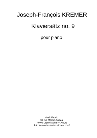 Joseph-François Kremer: Klaviersatz no. 9